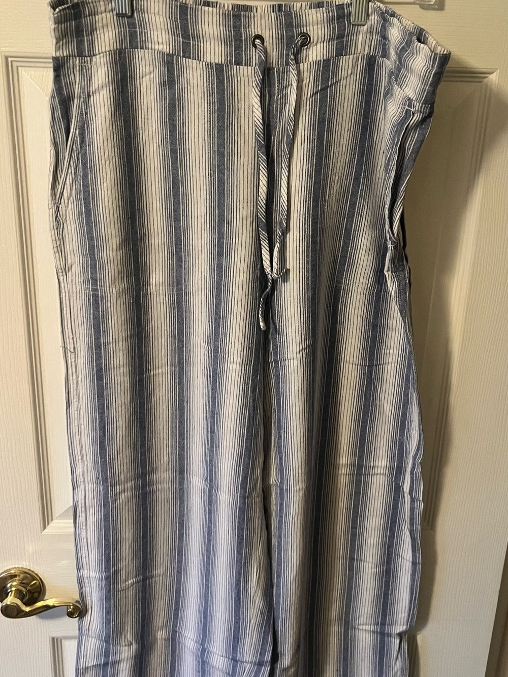 Westport Womens Blue & White Striped Wide Leg Pants